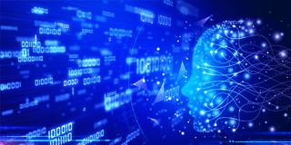蓝色科技感光效智能人工机器科技工业展板背景